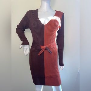 Fashion Nova “Autumn Falls” Sweater Mini Dress Long Sleeve Chocolate Medium NWT